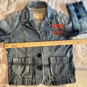 Abercrombie & Fitch Size Small‎ Blue Denim Jacket 3/4 Sleeves Button Up thumbnail 14