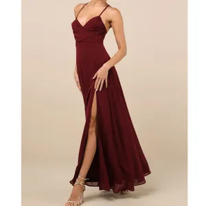 NEW Lulus Event Ready Burgundy Pleated Backless Lace-Up Sweeping Maxi Dress thumbnail 3
