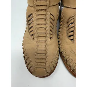 Freebird Poisn Huarache Bootie Sandals Tan Leather Woven Block Heel Womens 9 thumbnail 10