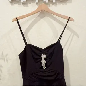 Elliatt Kienna Asymmetrical Cocktail Midi Dress in Black Size S NWT thumbnail 4