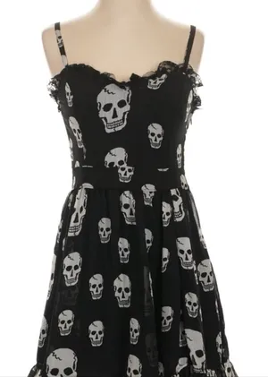 Royal Bones Black Dress with Skull Print thumbnail 1