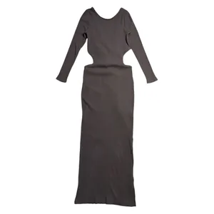 Free People Beach Brown Last Minute Ribbed Midi Dress Womens M thumbnail 2
