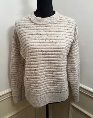 Madewell Donegal Elsmere Chunky Ribbed Pullover Sweater Cream Speckled NC651 thumbnail 1