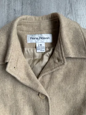 Rena Rowan Camel Wool Coat Size 10 | Classic Tailored Fall Winter Jacket thumbnail 5