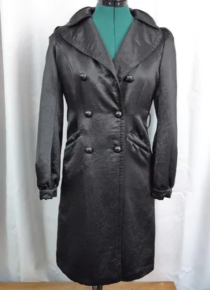 Ladies' Guess Black Satin Trench Coat XS thumbnail 1
