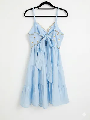 Baby pink Twisted and embroidered babydoll dress net in light blue - NWT thumbnail 5