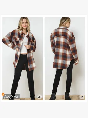 Akaiv Oversized Plaid Shacket thumbnail 2
