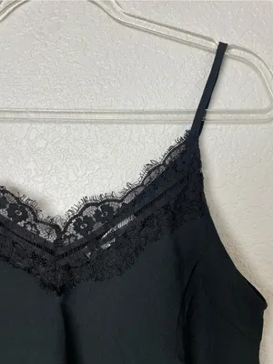 Bnwt! Nasty Gal Black Lace-Trim Cami Tank Top Size L thumbnail 2