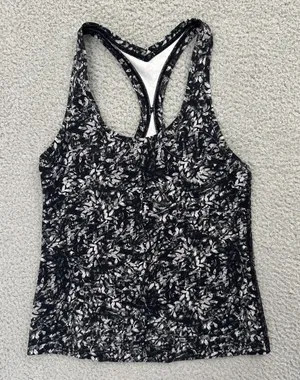 Lululemon‎ Cool Racerback Tank Top Shorter Length Blossom Overlay Women's 2 thumbnail 1
