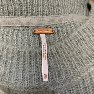 Free People Womens Colorblock Fuzzy Wool Blend Crewneck Sweater Grey Mint XS‎ thumbnail 6