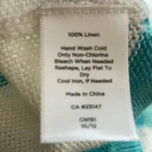 Talbots Linen Open Front Stripe Cardigan Teal/White Classic- MP (medium petite) thumbnail 6