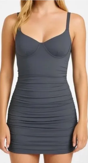 Skims Sculpting Swim Ruched One Piece Gunmetal Gray Shaping‎ Swimsuit XL NWT thumbnail 1