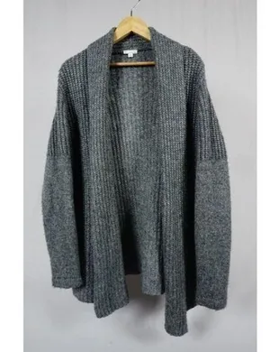 Gap Woman's Alpaca Wool Blend Chunky Knit Grey Open Front Cardigan Size Small thumbnail 1