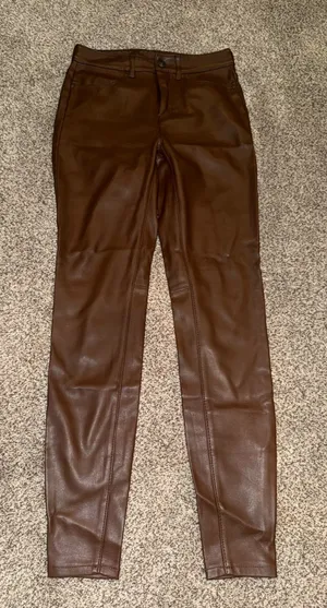 Free People Brown Faux Leather Pants, Size 26 thumbnail 1