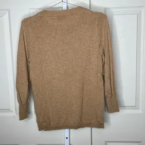 J. Crew 100% Cashmere Crewneck Sweater Heather Camel Tan 3/4 Sleeve Size S thumbnail 7