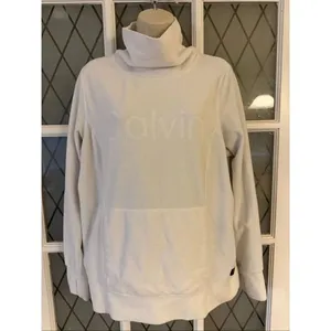 Calvin Klein Performance Cream Ivory High Neck Fleece Sweatshirt Women’s Size M thumbnail 2
