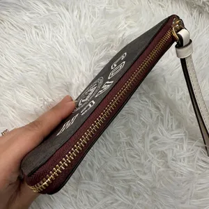 COACH Brown Coated Canvas Wristlet thumbnail 4