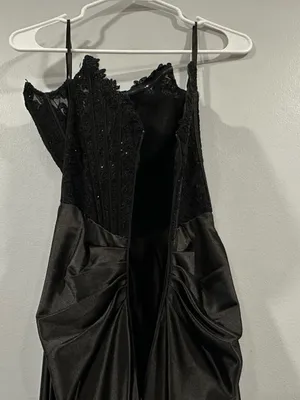 Sherri Hill 55419 Black Corset Beaded Bodice and Satin Gown Sz 2 Prom thumbnail 9