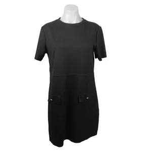 Zara Black Faux Suede Round Neck Short Sleeve Casual Mini T-Shirt Dress Size M thumbnail 7
