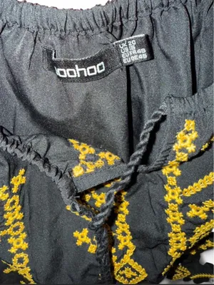 Boohoo Black Off-Shoulder Top with Yellow Artisanal Embroidery thumbnail 4