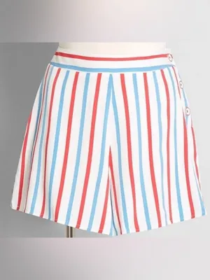 Mattel Red, Light Blue & White Striped shorts. thumbnail 2