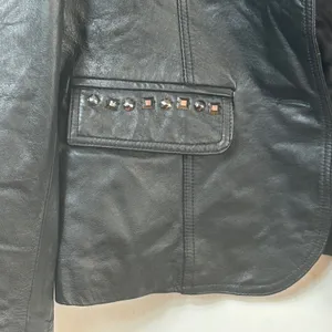Sarah Kern Black Leather Studded Blazer Jacket Rocker Moto Edgy thumbnail 6