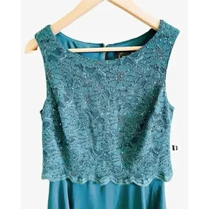 Connected Apparel Emerald Sleeveless Sequin Lave Dress SZ 8 thumbnail 4