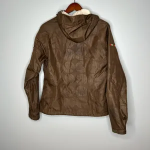 Burton women's brown fleece lined hooded jacket coat layering warm size large thumbnail 3
