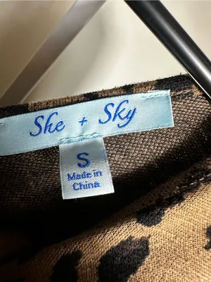 P378. She + Sky Leopard Print Long Sleeve Women’s Top - Tan & Black thumbnail 2