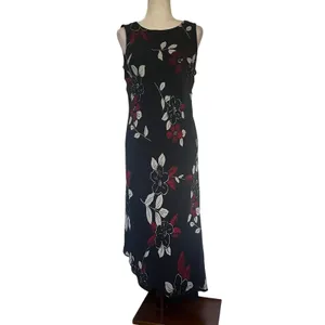 Vtg Y2K Maggy London 100% Silk Dress Sz 12 Asymmetric Maxi Goth Romantic Sheer thumbnail 14