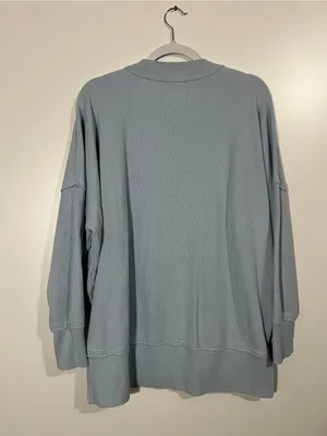 Aerie The Happiest Textured Baggy Crewneck Sweatshirt in Baby Blue Size Medium thumbnail 5