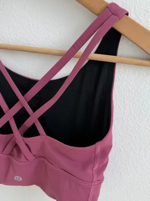 Lululemon Energy Bra Longline Pink Mauve Size 6 Strappy Crossback Sports Bra thumbnail 8