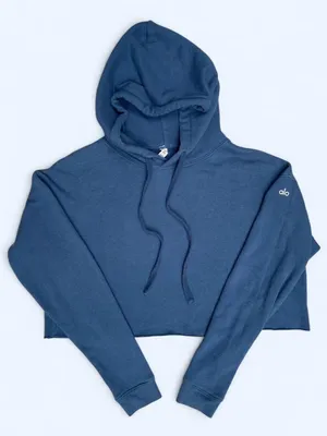 ALO Yoga Teal Cropped Hoodie loungewear Activewear Pilates Gym Outdoor size M thumbnail 1