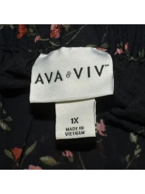 Boho Ava & Viv Chiffon Maxi Skirt 1X Plus Black Micro Ditsy Floral Tiered MINT thumbnail 8