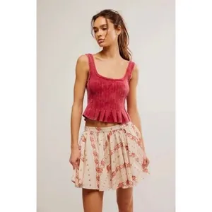 FREE PEOPLE Gaia Floral Printed Skirt Mini Ivory Combo Pockets Poplin Small‎ thumbnail 15