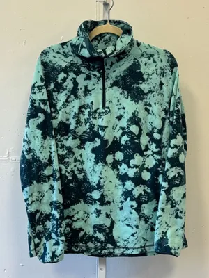 Columbia Abstract Fleece Quarter Zip Pullover Mint Green Blue Tie Dye Print XL thumbnail 1
