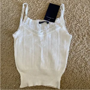 Brandy Melville White Eyelet Pointelle Lace Knit Tank Top thumbnail 3