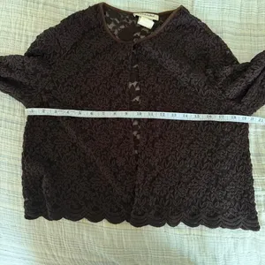 vintage y2k boho indie cottage coquette brown lace long sleeve cardigan top thumbnail 6