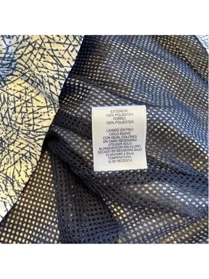 Hannah Windbreaker Jacket Size L Blue White Geometric Print Mesh Lined Packable thumbnail 6