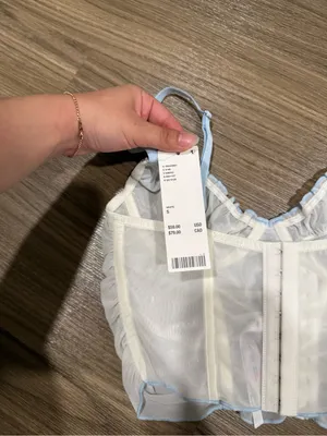 NWT Urban Outfitters Blue / White Corset Top thumbnail 4