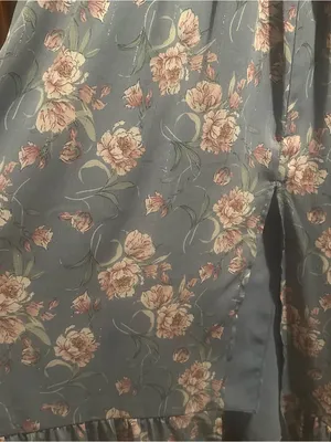 NWOT Floret Studios sz Small Blue Floral Ruffle Maxi Dress with Smocked Waist thumbnail 6