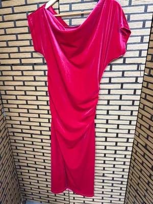 Gibson Latimer Pink Velvet Off Shoulder Midi Dress Size Medium thumbnail 4
