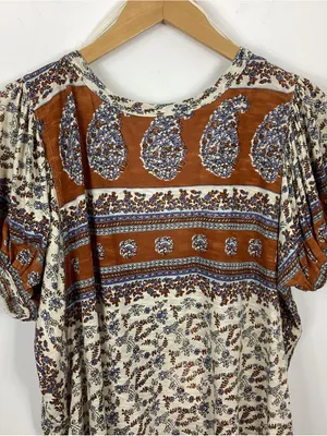 Free People Paisley Puff Sleeve Top Size Small NWT thumbnail 3