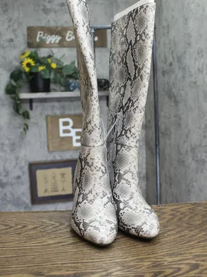 NWT A New Day Block Heel Boots with Memory Foam Cream Snake Print Brown 7M thumbnail 5