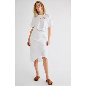 Free People Beach Leila Midi Dress Light Purple Short Sleeve Faux Wrap XS thumbnail 3