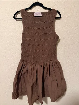 White Closet Brown Smocked Casual Tank Dress size XL thumbnail 2