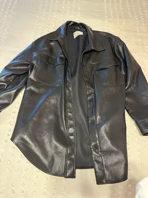 Aritzia Leather Shirt Jacket thumbnail 3
