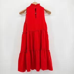 ELLIATT Red Ruffle Mock Neck Tiered Mini Dress Sleeveless XS E2081773 Baby Doll‎ thumbnail 4