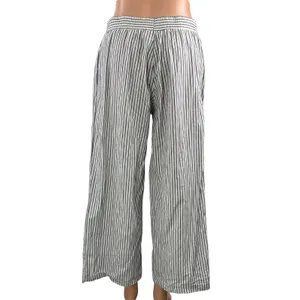 Lioness Womens White Blue Striped High Rise Baggy Wide Leg Trousers Pants Size M thumbnail 3