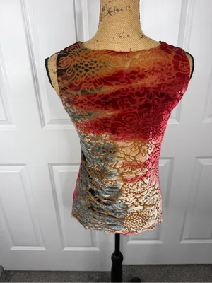 Julie Mango Velvet Burnout Tunic Top Size M Y2K Boho Floral Ombre thumbnail 4
